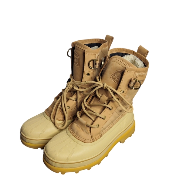 NWT Sorel Women's Caribou Royal Snow Boots Sherpa lined Canoe/Caribou Be…